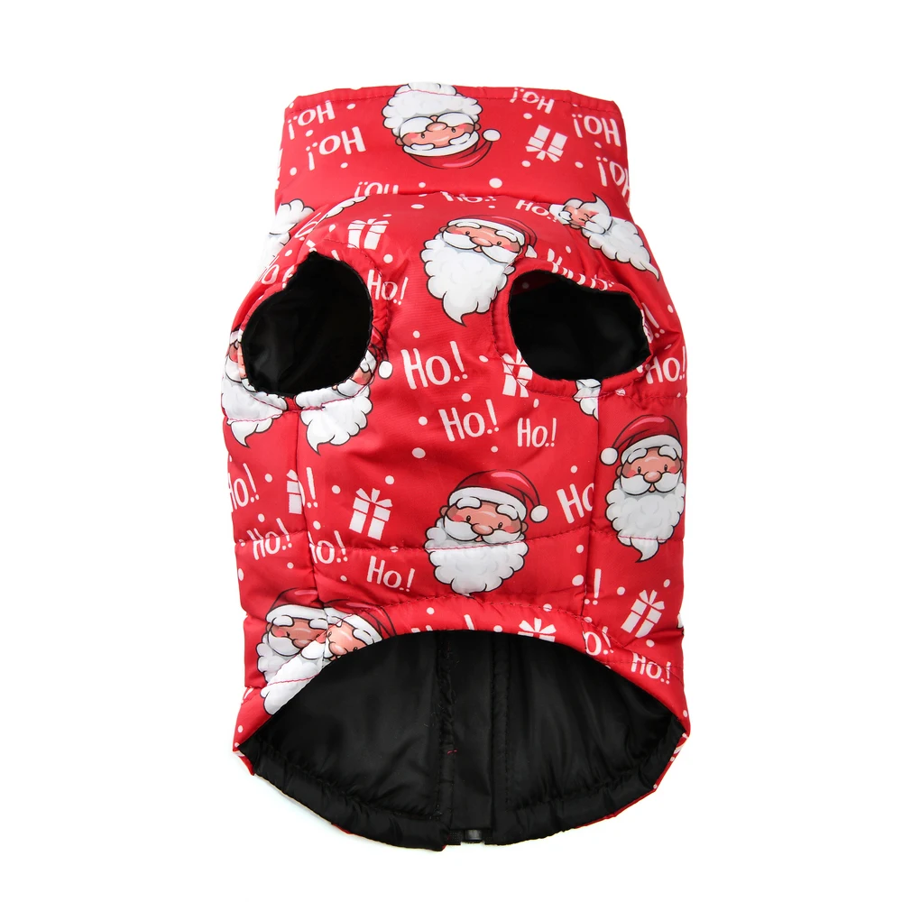 Warm Dog Clothes Autumn Winter Pet Jaket for Small Medium Dogs Cats Cute Santa Claus Print Puppy Outfits Pug Christmas Costume