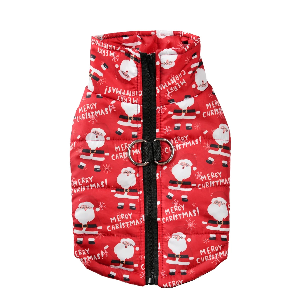 Warm Dog Clothes Autumn Winter Pet Jaket for Small Medium Dogs Cats Cute Santa Claus Print Puppy Outfits Pug Christmas Costume