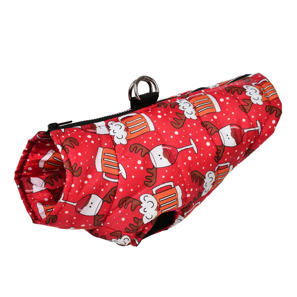 Warm Dog Clothes Autumn Winter Pet Jaket for Small Medium Dogs Cats Cute Santa Claus Print Puppy Outfits Pug Christmas Costume