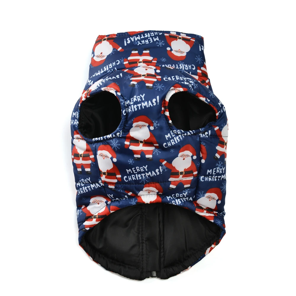 Warm Dog Clothes Autumn Winter Pet Jaket for Small Medium Dogs Cats Cute Santa Claus Print Puppy Outfits Pug Christmas Costume