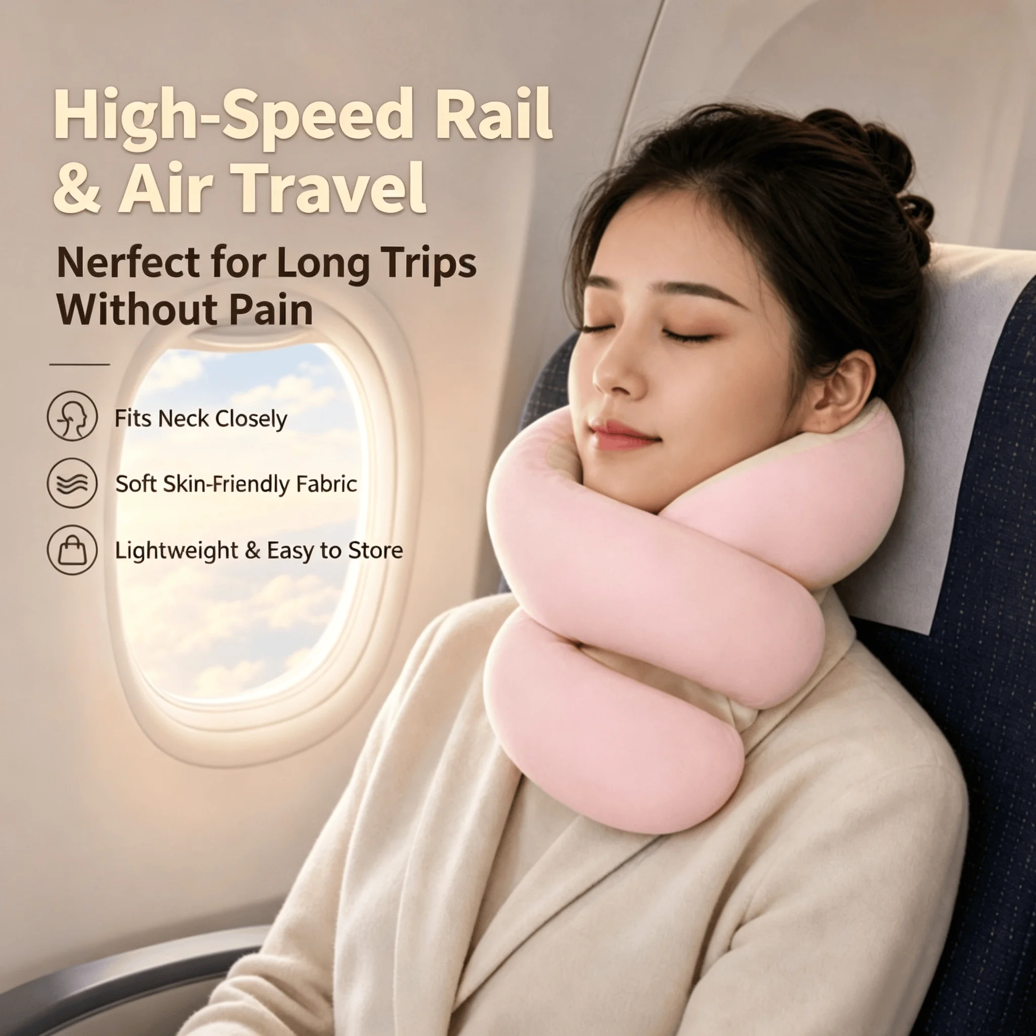 Twistable Spiral Travel Pillow, Flexible Bendable Neck Support Pillow, Adjustable Multi‑Shape Travel Neck Pillow for Car Airplan