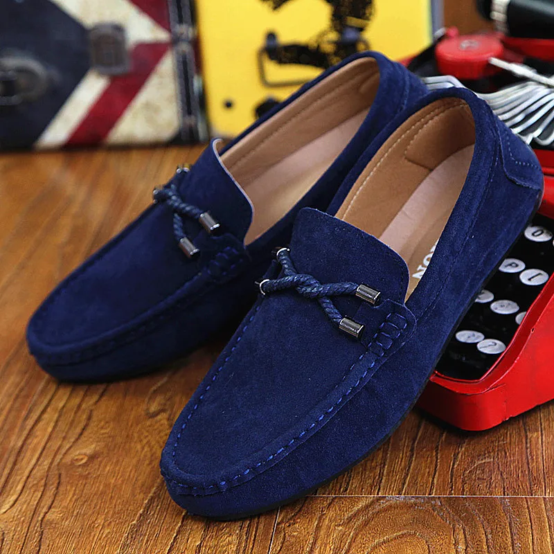 Men Loafers Business Shoes Suede Leather Soft Sole Male Casual Shoes Retro Flat Dress Shoes Moccasins Designer Slip on Men Shoe