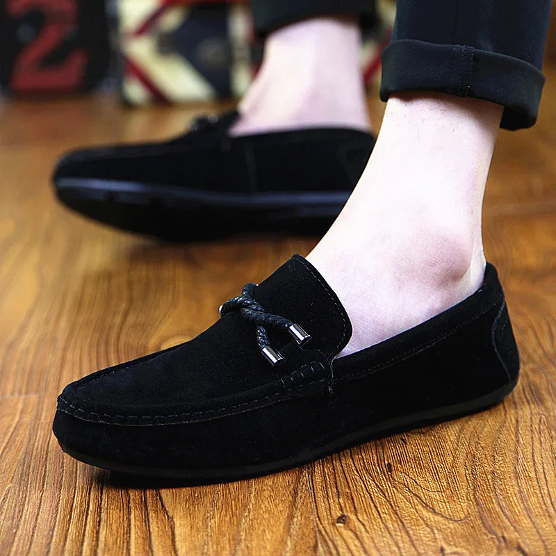 Men Loafers Business Shoes Suede Leather Soft Sole Male Casual Shoes Retro Flat Dress Shoes Moccasins Designer Slip on Men Shoe