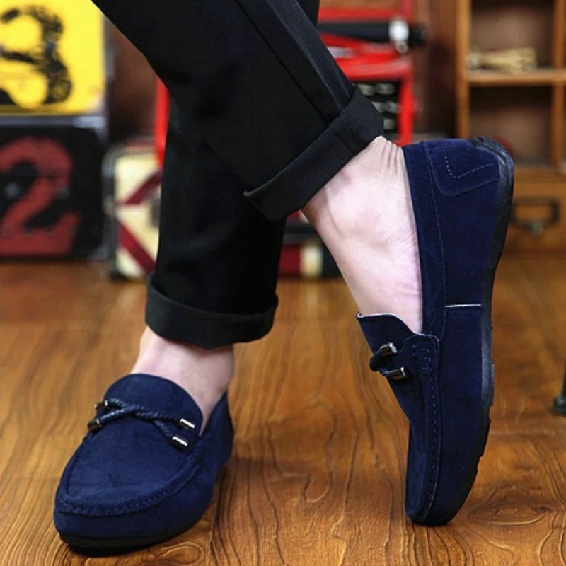 Men Loafers Business Shoes Suede Leather Soft Sole Male Casual Shoes Retro Flat Dress Shoes Moccasins Designer Slip on Men Shoe