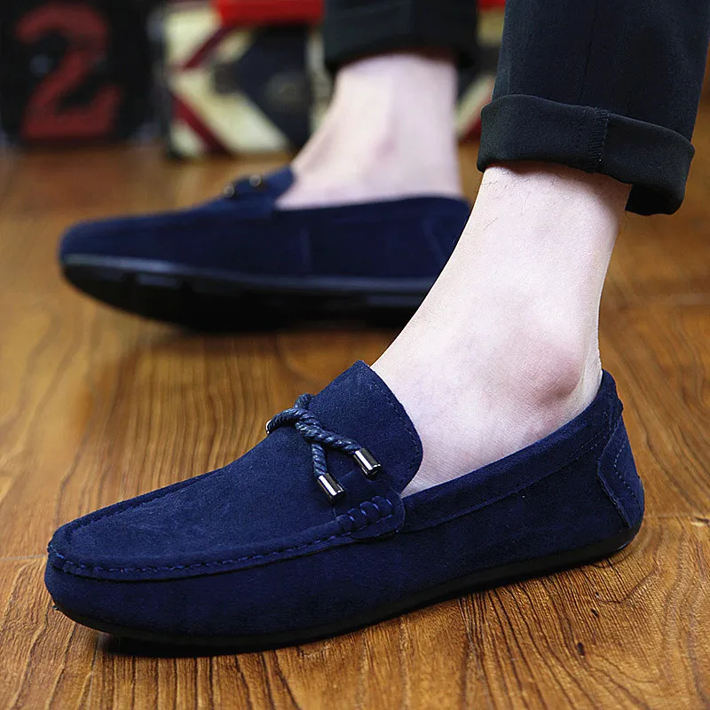 Men Loafers Business Shoes Suede Leather Soft Sole Male Casual Shoes Retro Flat Dress Shoes Moccasins Designer Slip on Men Shoe