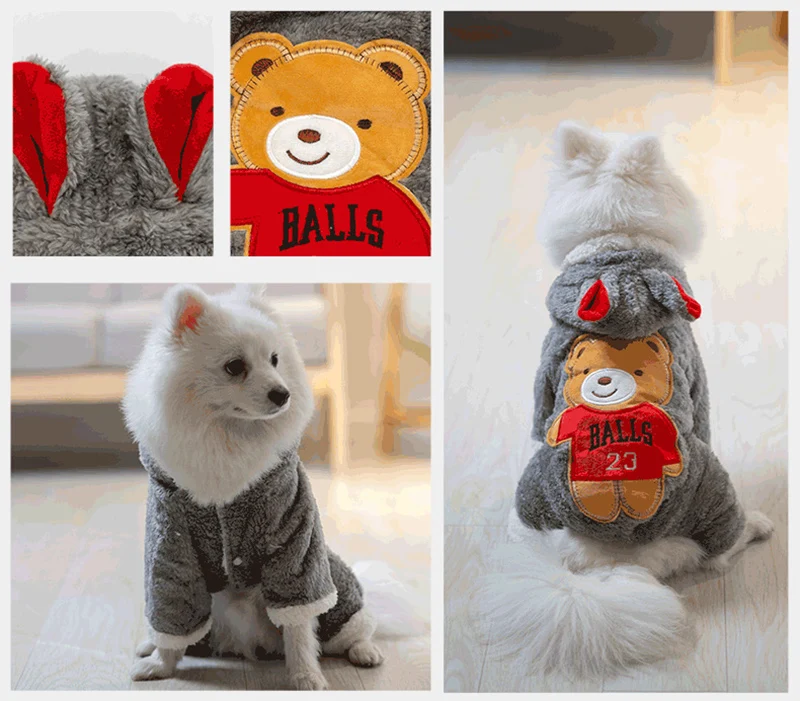Autumn Winter Pet Cat Dog Clothes Fleece Cute Puppy Jumpsuit Costume for Small Dogs Chihuahua Pomeranian Kitten Pajamas Cachorro