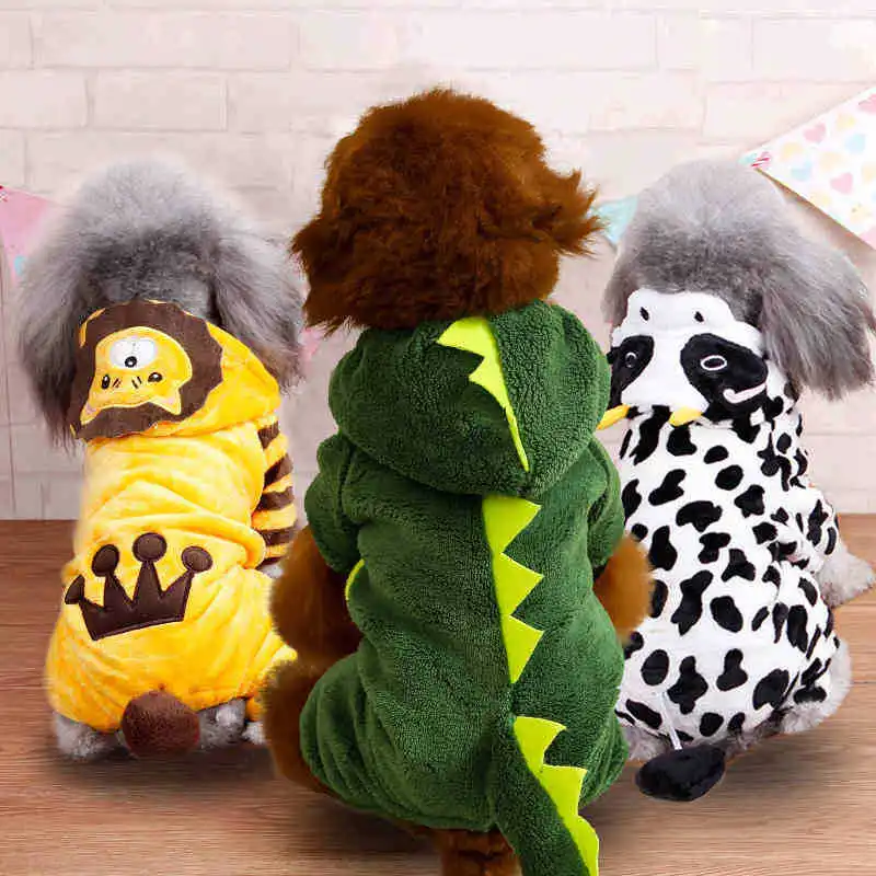 Autumn Winter Pet Cat Dog Clothes Fleece Cute Puppy Jumpsuit Costume for Small Dogs Chihuahua Pomeranian Kitten Pajamas Cachorro