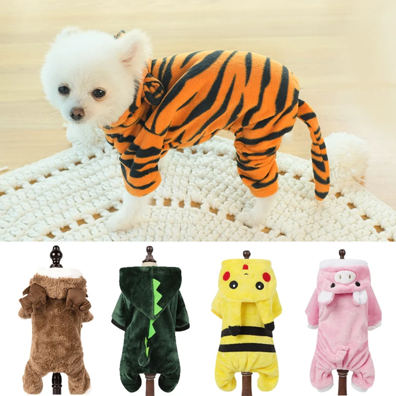 Autumn Winter Pet Cat Dog Clothes Fleece Cute Puppy Jumpsuit Costume for Small Dogs Chihuahua Pomeranian Kitten Pajamas Cachorro