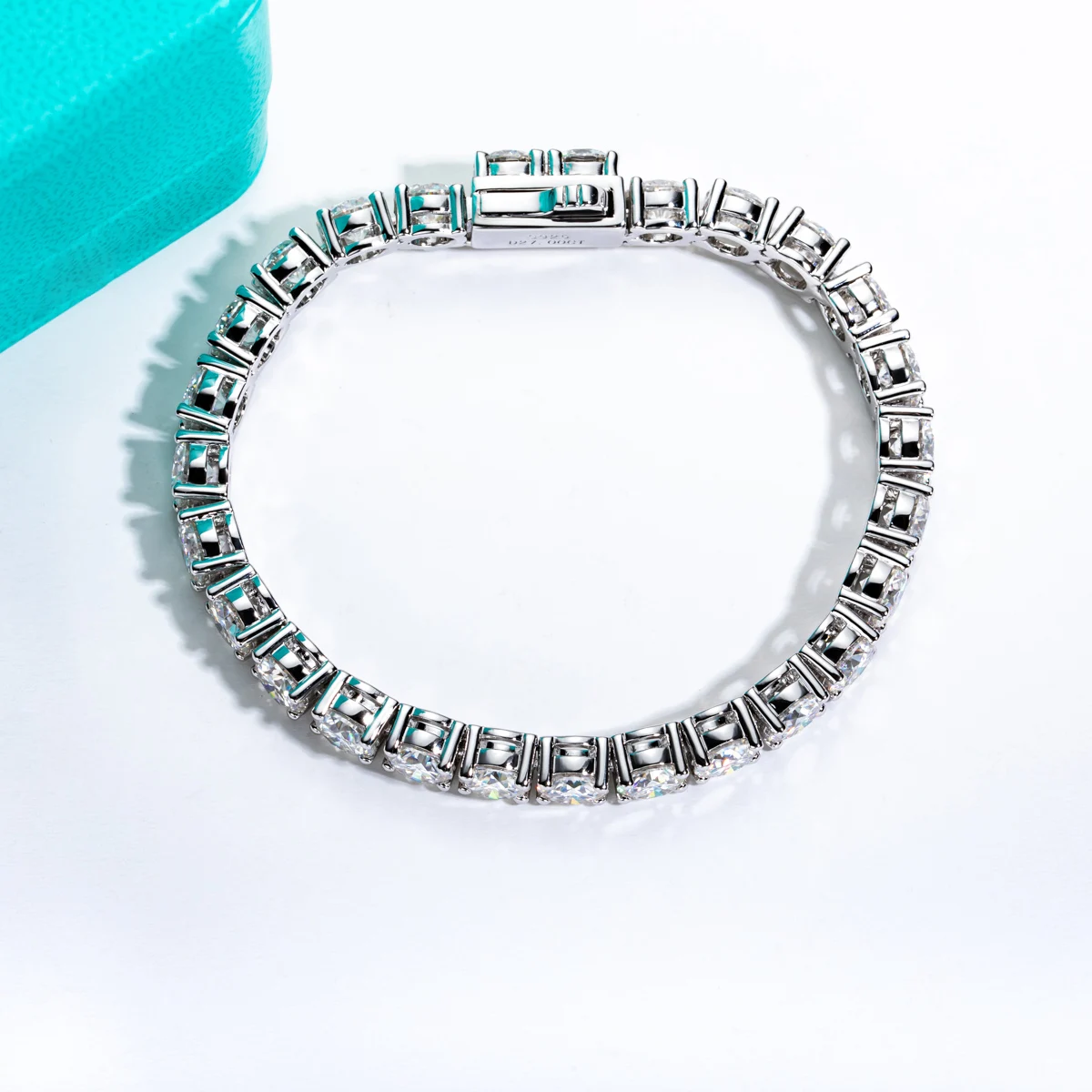 AnuJewel 3mm/4mm/5mm/6.5mm D Color Moissanite Diamond Tennis Bracelet 925 Sterling Silver Wedding Bracelets for Woman&Men