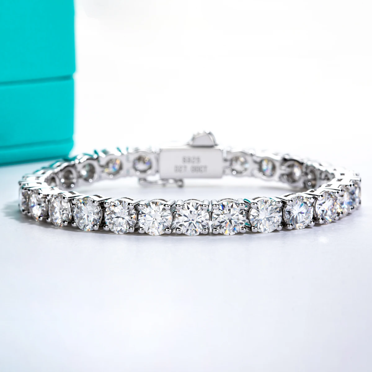 AnuJewel 3mm/4mm/5mm/6.5mm D Color Moissanite Diamond Tennis Bracelet 925 Sterling Silver Wedding Bracelets for Woman&Men