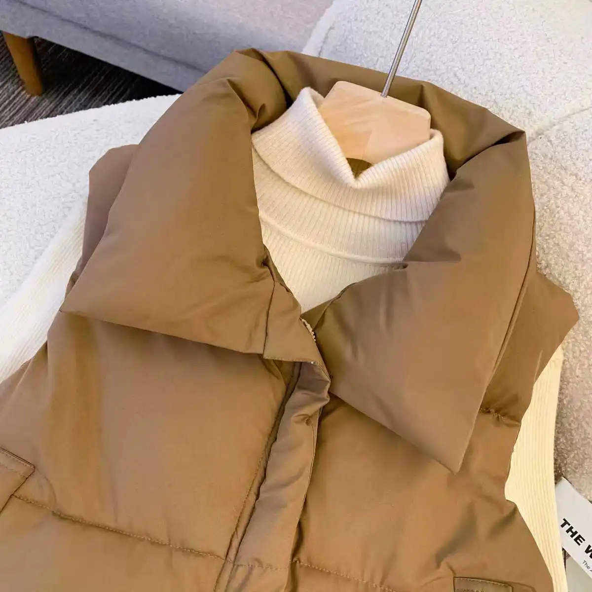 Oversizes Zipper Down Cotton Vest Loose Women Autumn Winter Casual Waistcoat Clothing Sleeveless Solid Color Basics Jacket Top