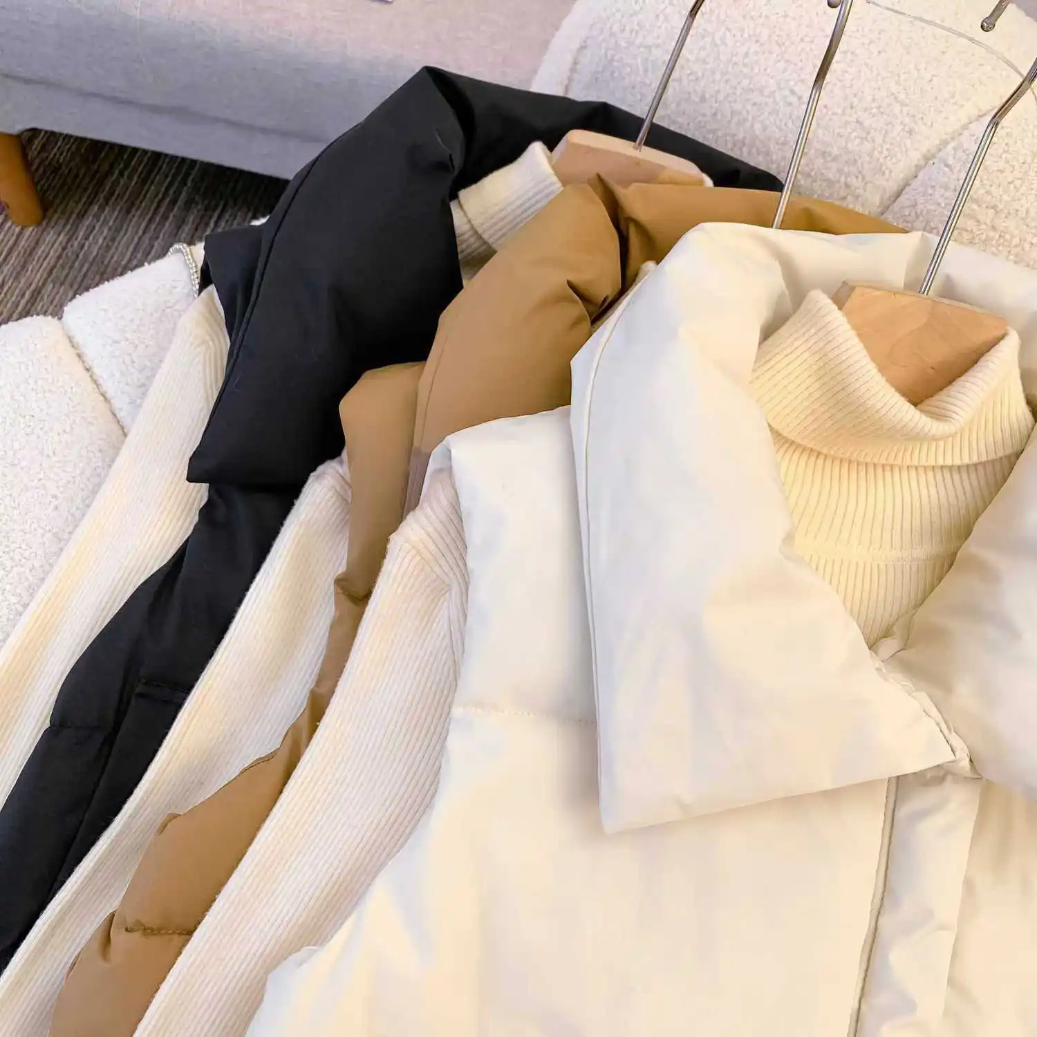 Oversizes Zipper Down Cotton Vest Loose Women Autumn Winter Casual Waistcoat Clothing Sleeveless Solid Color Basics Jacket Top