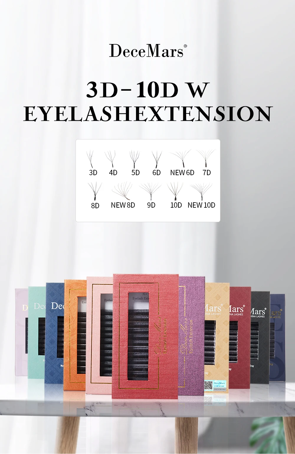 DeceMars 3DW/4DW/5DW/6DW/NEW 6DW/7DW/8DW/NEW 8DW/9DW/10DW/NEW 10DW Eyelash Extension for Makeup
