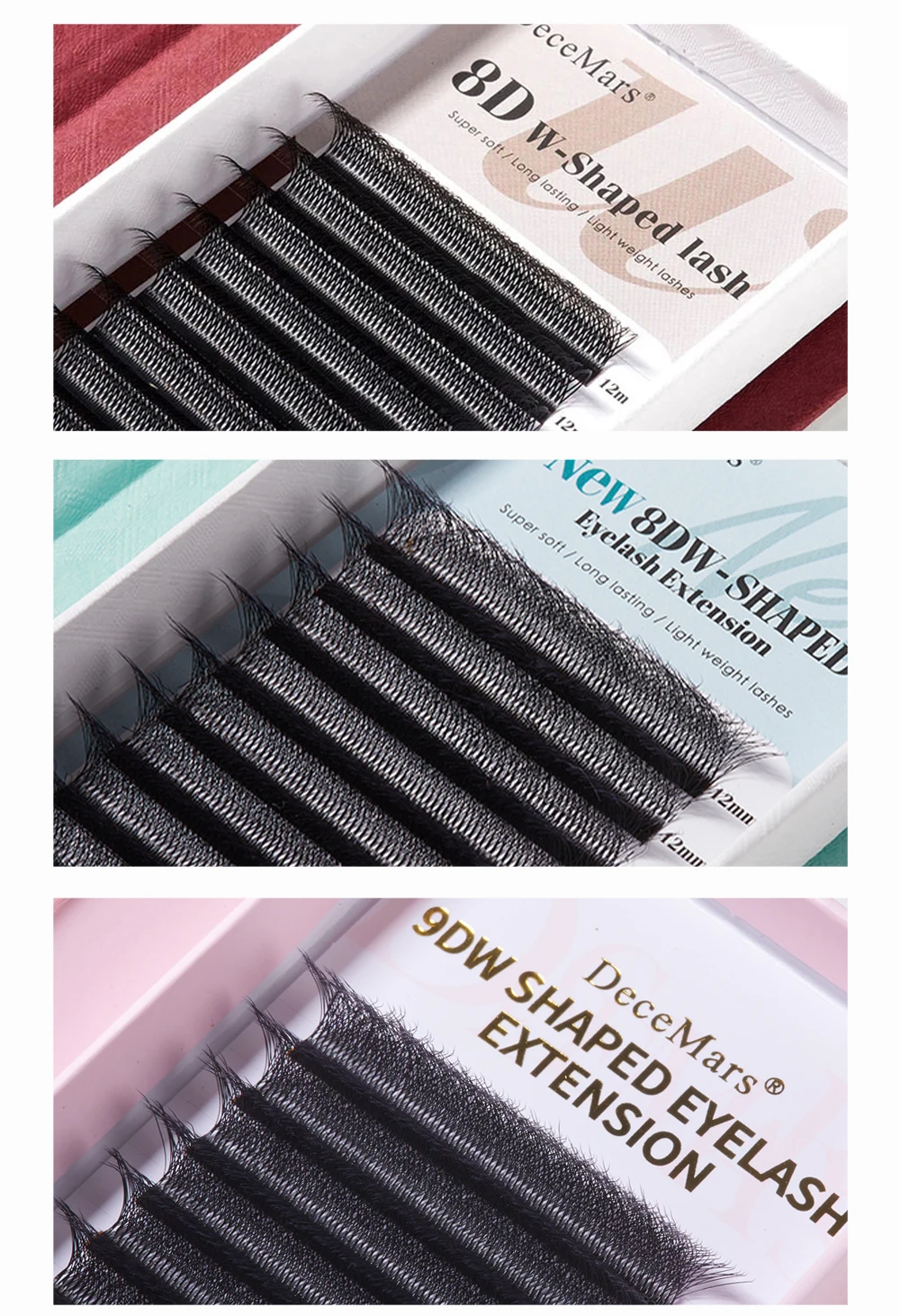 DeceMars 3DW/4DW/5DW/6DW/NEW 6DW/7DW/8DW/NEW 8DW/9DW/10DW/NEW 10DW Eyelash Extension for Makeup