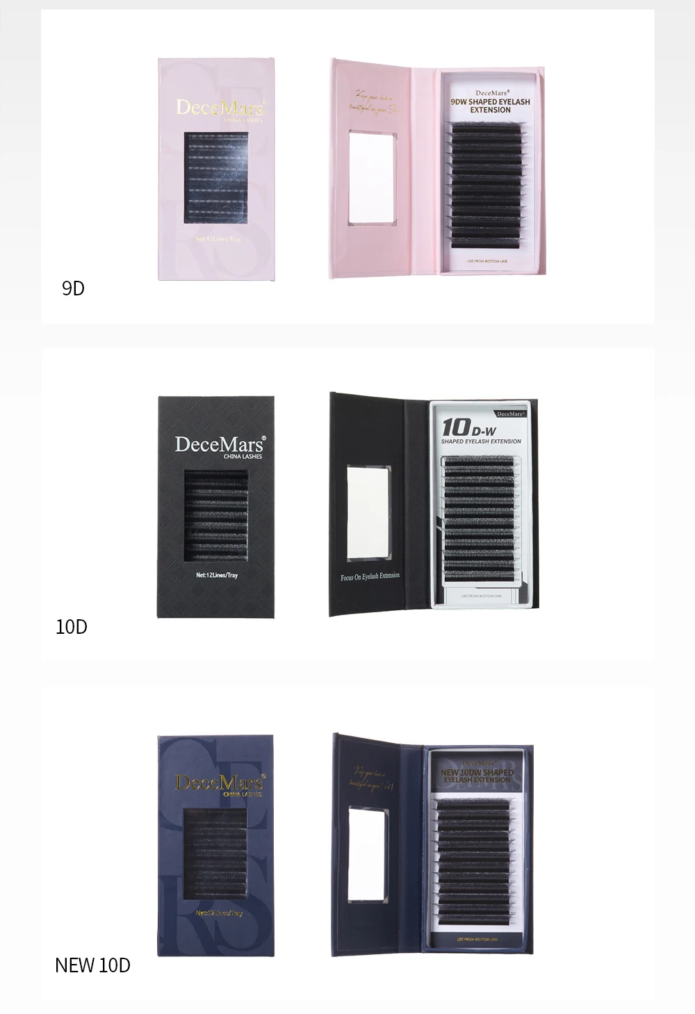 DeceMars 3DW/4DW/5DW/6DW/NEW 6DW/7DW/8DW/NEW 8DW/9DW/10DW/NEW 10DW Eyelash Extension for Makeup