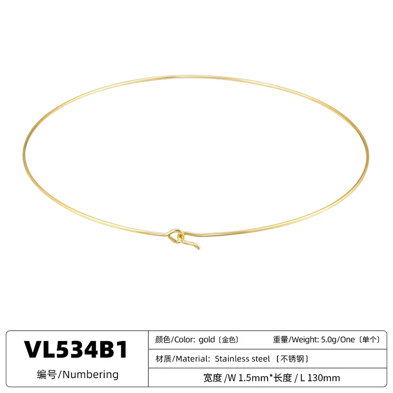 Stainless Steel Heart Round Adjustable Collar Women's Necklace Simple Open Neck Metal Jewellery Accessories: VL534 VL535