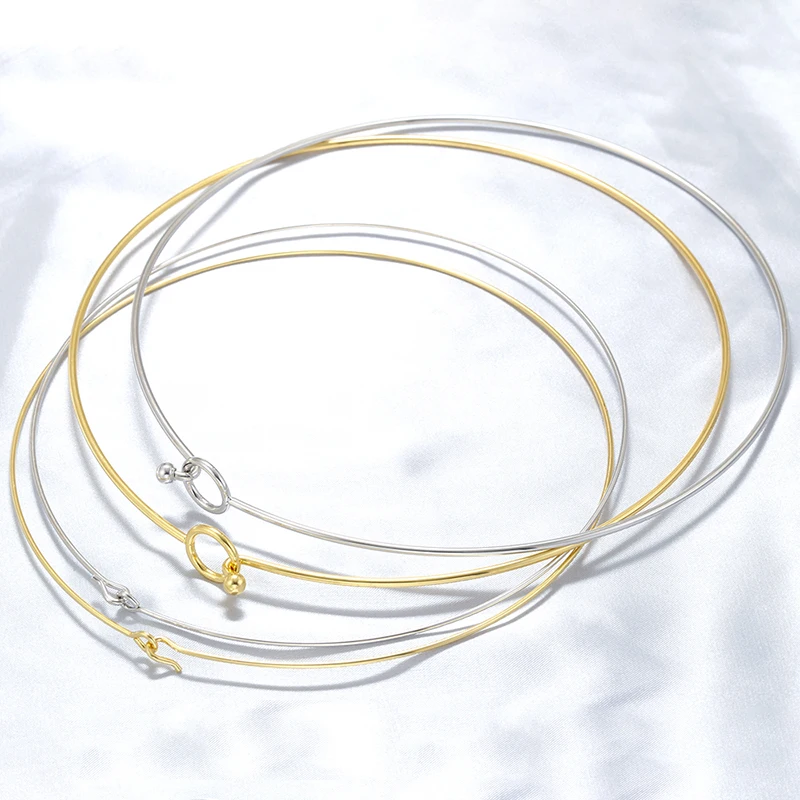 Stainless Steel Heart Round Adjustable Collar Women's Necklace Simple Open Neck Metal Jewellery Accessories: VL534 VL535