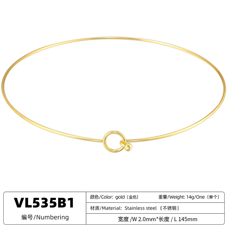 Stainless Steel Heart Round Adjustable Collar Women's Necklace Simple Open Neck Metal Jewellery Accessories: VL534 VL535