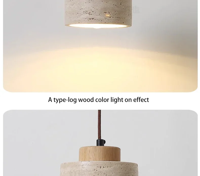 Vintage Restaurant Yellow Travertine Pendant Lamp Bedroom Bedside Cream Wabi-sabi Style Bar Desk Light Flying Saucer Dining LED