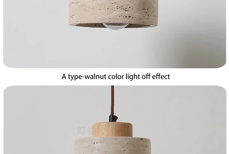Vintage Restaurant Yellow Travertine Pendant Lamp Bedroom Bedside Cream Wabi-sabi Style Bar Desk Light Flying Saucer Dining LED