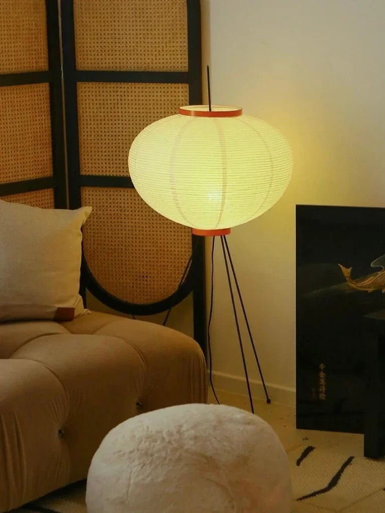 Wabi Sabi Noguchi Akari Japanese Rice Paper Floor Lamp for Bedroom Living Room Bedside House Decoration Vintage Standing
