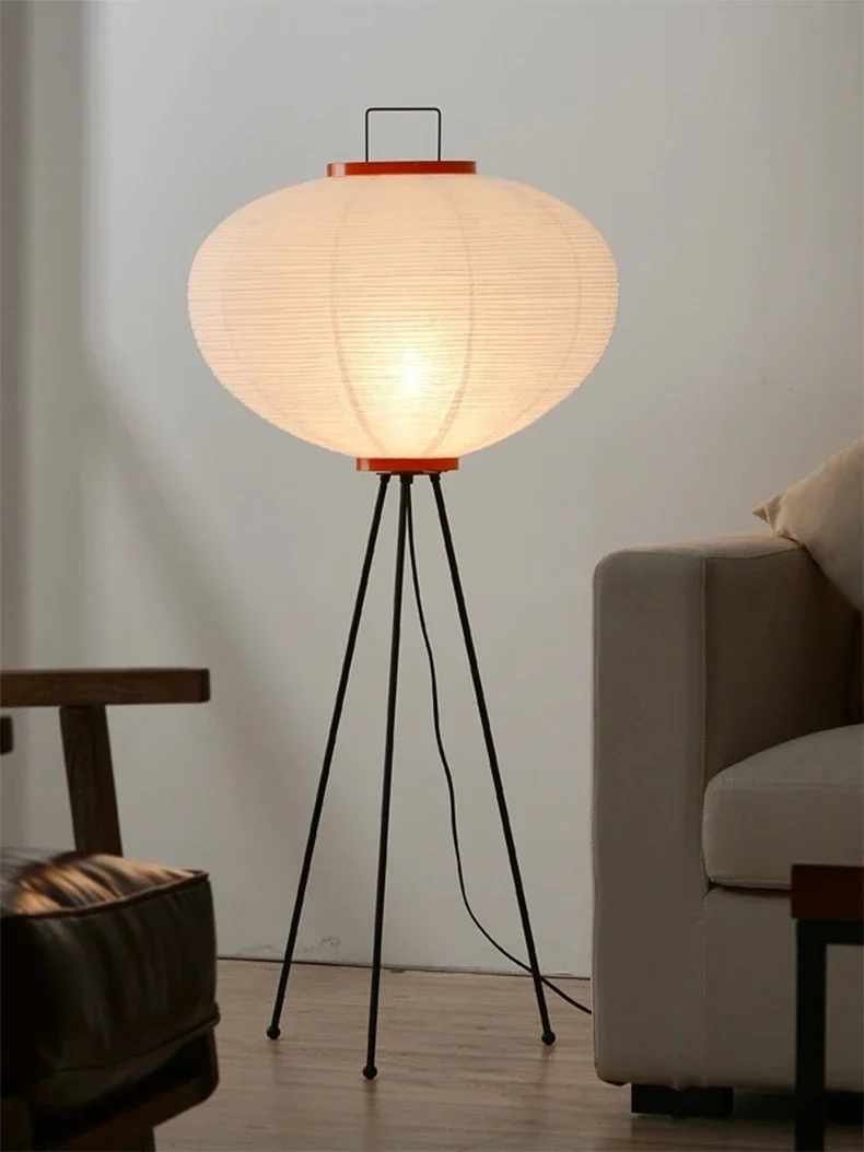Wabi Sabi Noguchi Akari Japanese Rice Paper Floor Lamp for Bedroom Living Room Bedside House Decoration Vintage Standing