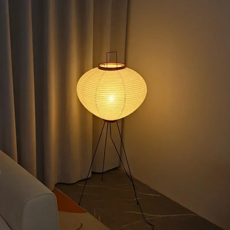 Wabi Sabi Noguchi Akari Japanese Rice Paper Floor Lamp for Bedroom Living Room Bedside House Decoration Vintage Standing