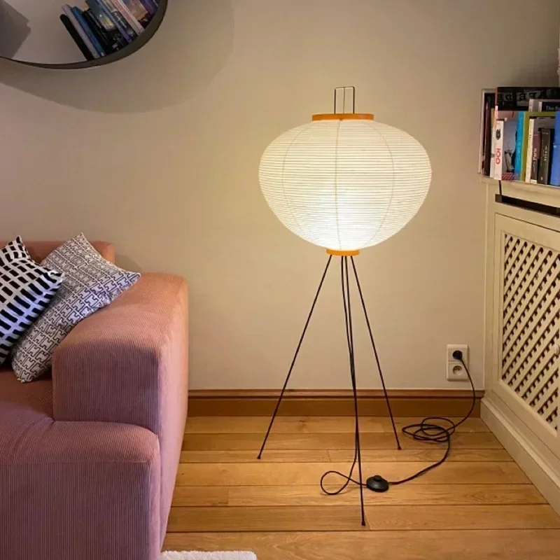Wabi Sabi Noguchi Akari Japanese Rice Paper Floor Lamp for Bedroom Living Room Bedside House Decoration Vintage Standing