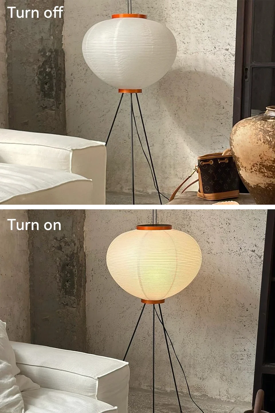 Wabi Sabi Noguchi Akari Japanese Rice Paper Floor Lamp for Bedroom Living Room Bedside House Decoration Vintage Standing