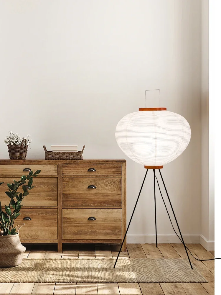 Wabi Sabi Noguchi Akari Japanese Rice Paper Floor Lamp for Bedroom Living Room Bedside House Decoration Vintage Standing