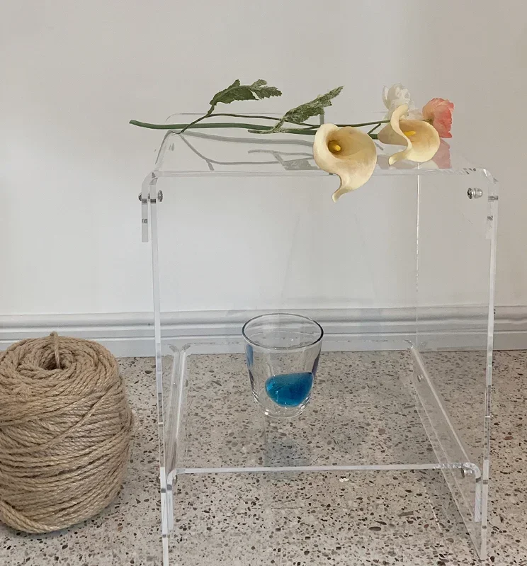 Nordic Coffee Tables Living Room Furniture Sofa Side Table Acrylic Double-deck Storage Tea Tables Transparent Bedside Table