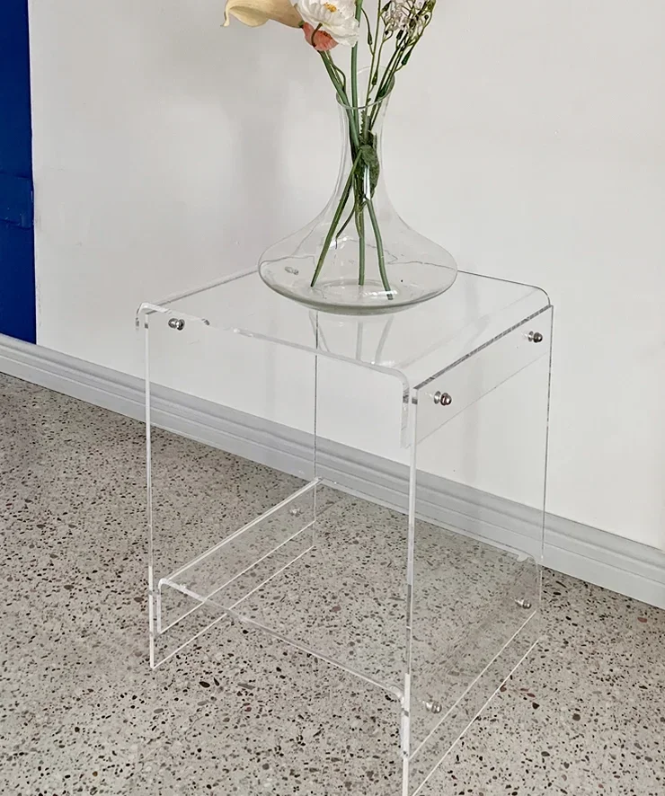 Nordic Coffee Tables Living Room Furniture Sofa Side Table Acrylic Double-deck Storage Tea Tables Transparent Bedside Table