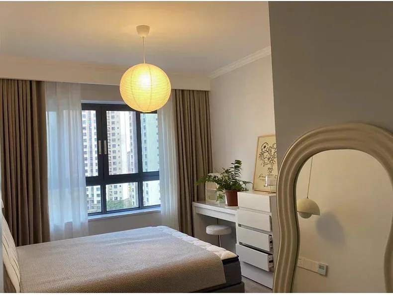 Japanese Wabi Sabi Style Ball Retro Paper Lamp LED Ball Shaped Bedroom Clothing Store Xuan Paper Homestay Pendant Light