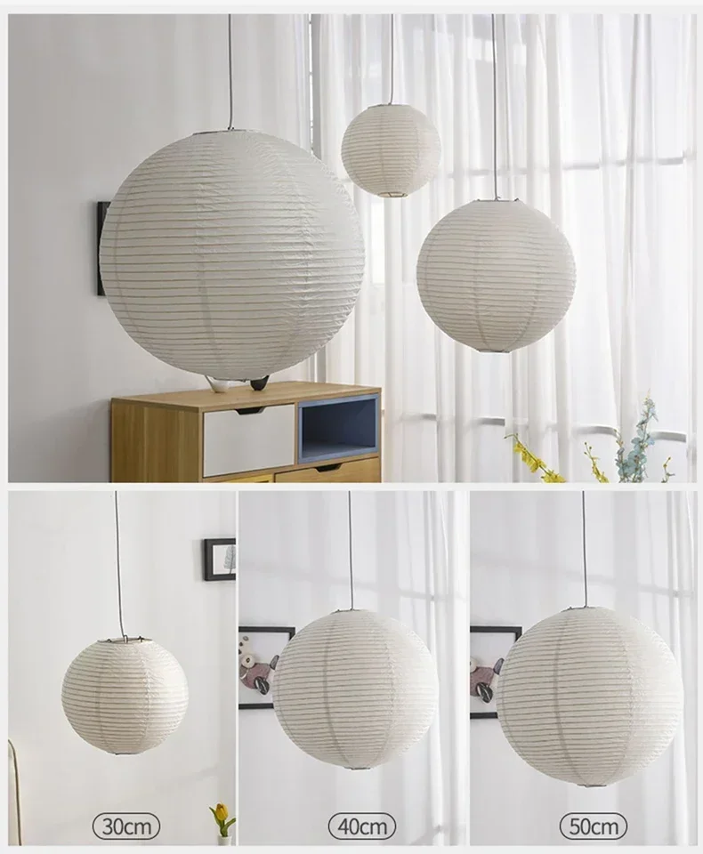 Japanese Wabi Sabi Style Ball Retro Paper Lamp LED Ball Shaped Bedroom Clothing Store Xuan Paper Homestay Pendant Light