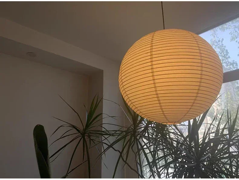 Japanese Wabi Sabi Style Ball Retro Paper Lamp LED Ball Shaped Bedroom Clothing Store Xuan Paper Homestay Pendant Light