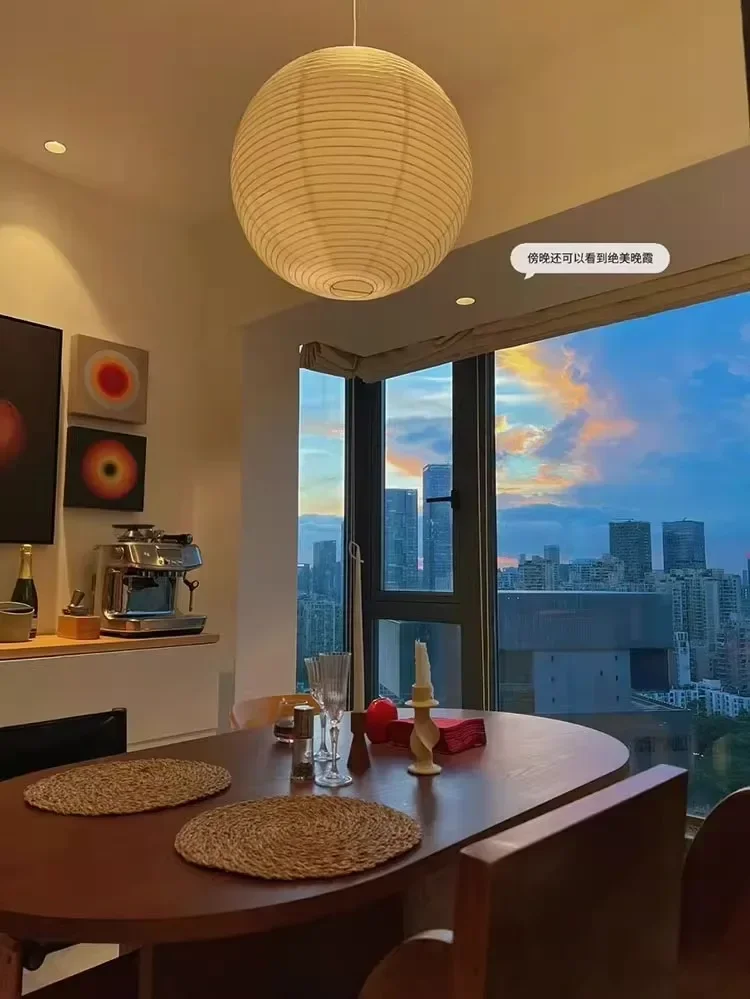 Japanese Wabi Sabi Style Ball Retro Paper Lamp LED Ball Shaped Bedroom Clothing Store Xuan Paper Homestay Pendant Light