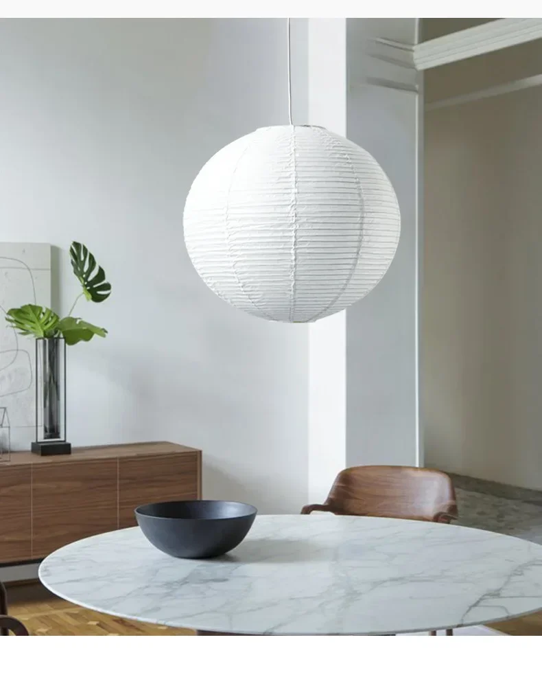 Japanese Wabi Sabi Style Ball Retro Paper Lamp LED Ball Shaped Bedroom Clothing Store Xuan Paper Homestay Pendant Light