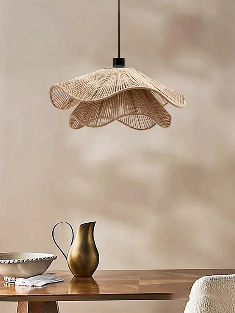 Wabi Sabi Rope Led Ceiling Chandelier Restaurant Shop Bar Hanging Lamp Living Room Dining Kitchen Pendant Lights Room Decor
