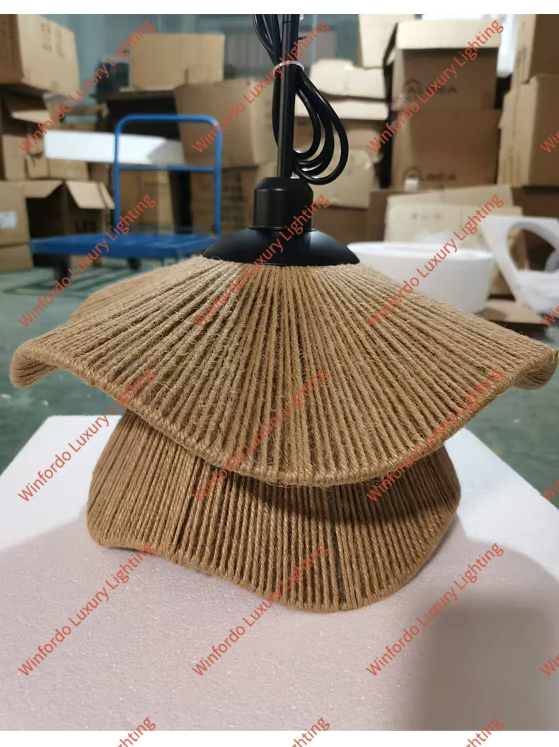 Wabi Sabi Rope Led Ceiling Chandelier Restaurant Shop Bar Hanging Lamp Living Room Dining Kitchen Pendant Lights Room Decor