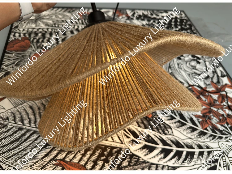 Wabi Sabi Rope Led Ceiling Chandelier Restaurant Shop Bar Hanging Lamp Living Room Dining Kitchen Pendant Lights Room Decor