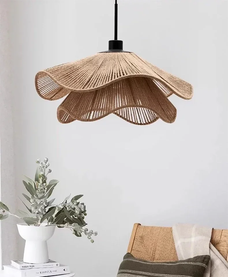 Wabi Sabi Rope Led Ceiling Chandelier Restaurant Shop Bar Hanging Lamp Living Room Dining Kitchen Pendant Lights Room Decor