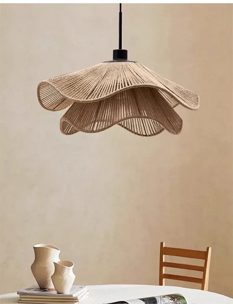 Wabi Sabi Rope Led Ceiling Chandelier Restaurant Shop Bar Hanging Lamp Living Room Dining Kitchen Pendant Lights Room Decor