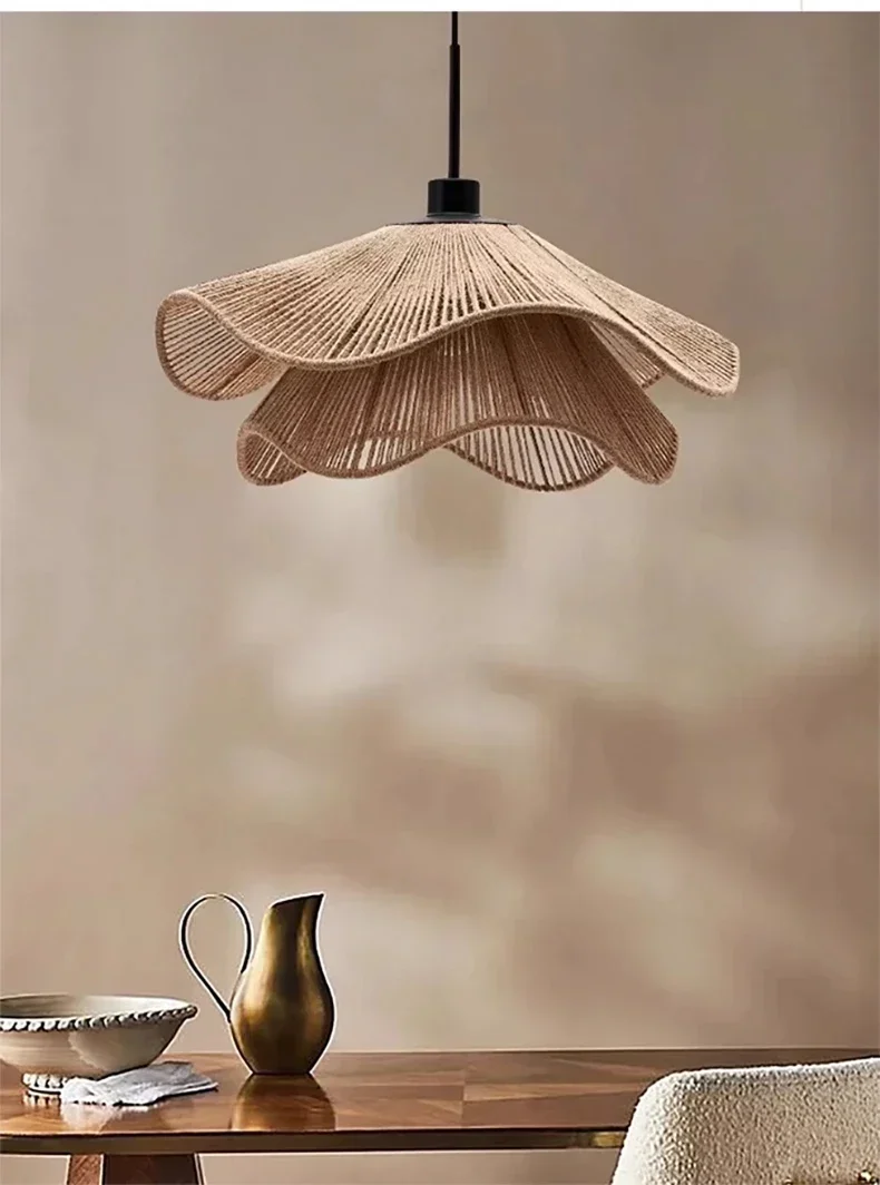 Wabi Sabi Rope Led Ceiling Chandelier Restaurant Shop Bar Hanging Lamp Living Room Dining Kitchen Pendant Lights Room Decor