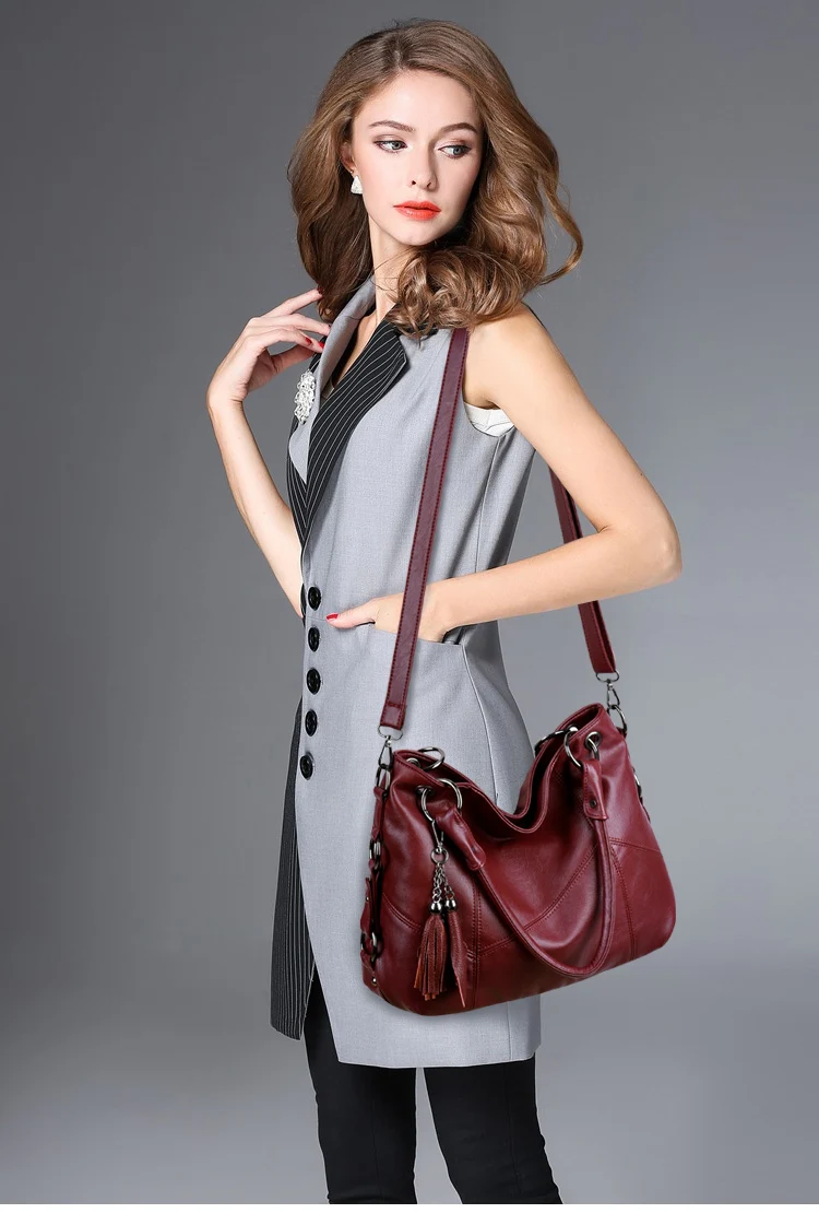 Women Leather Handbags Designer Tassel Crossbody Bags For Women Luxury Brand Shoulder Bags Sac A Main Female Messenger Bag New