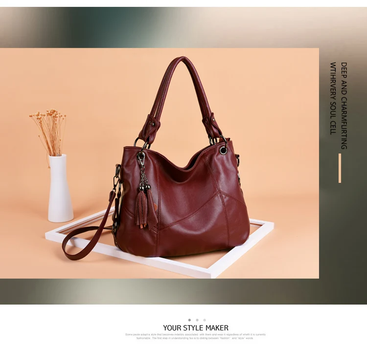 Women Leather Handbags Designer Tassel Crossbody Bags For Women Luxury Brand Shoulder Bags Sac A Main Female Messenger Bag New