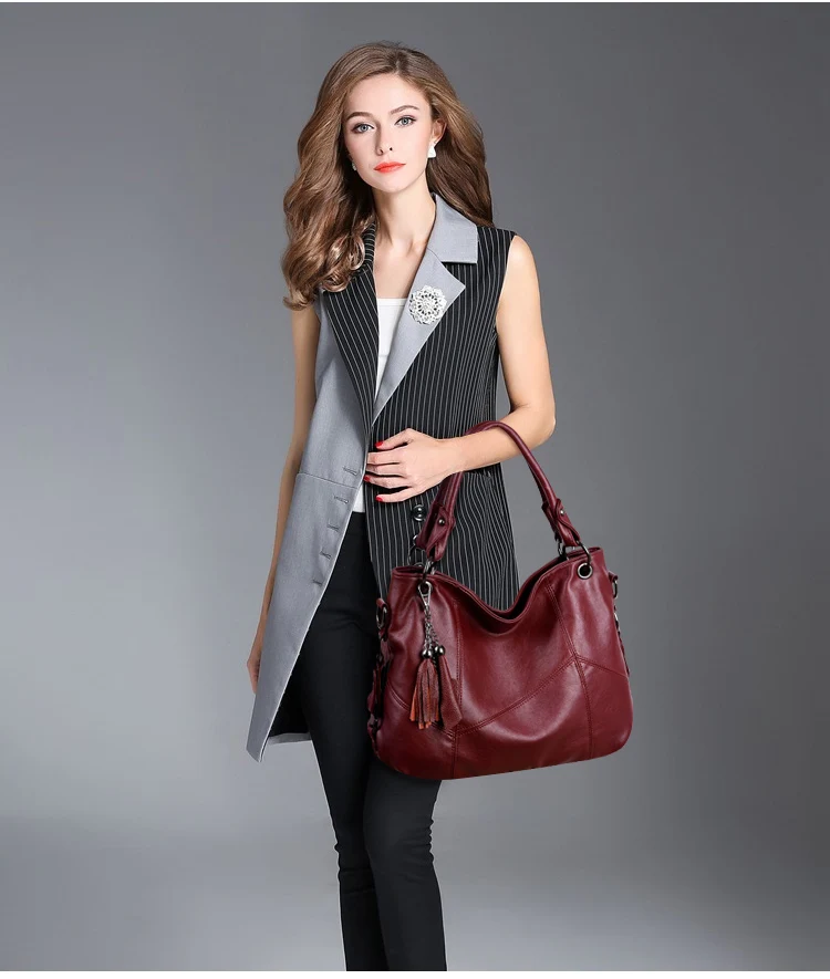 Women Leather Handbags Designer Tassel Crossbody Bags For Women Luxury Brand Shoulder Bags Sac A Main Female Messenger Bag New