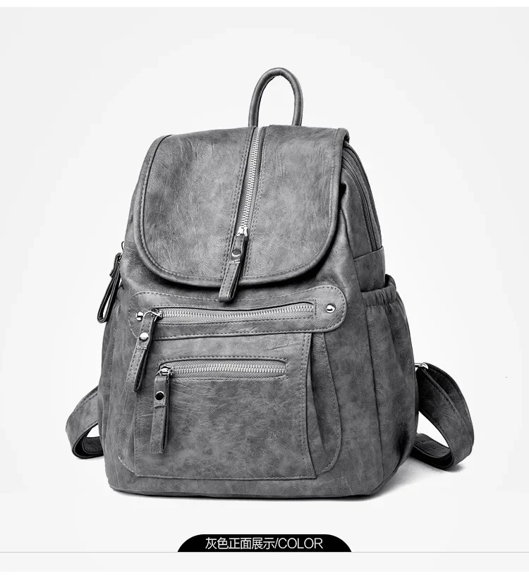 Women High Quality Leather Backpacks Vintage Female Shoulder Bag Sac A Dos Travel Ladies Bagpack Mochilas School Bags for Girls