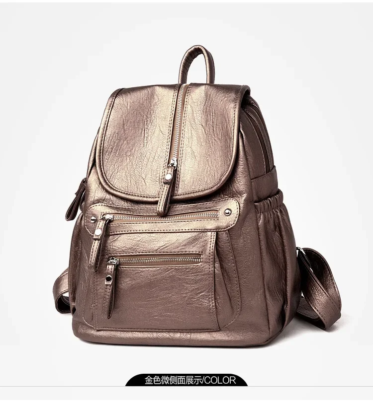 Women High Quality Leather Backpacks Vintage Female Shoulder Bag Sac A Dos Travel Ladies Bagpack Mochilas School Bags for Girls