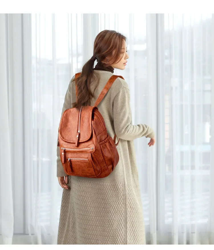 Women High Quality Leather Backpacks Vintage Female Shoulder Bag Sac A Dos Travel Ladies Bagpack Mochilas School Bags for Girls