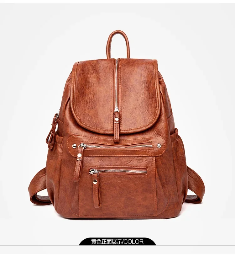 Women High Quality Leather Backpacks Vintage Female Shoulder Bag Sac A Dos Travel Ladies Bagpack Mochilas School Bags for Girls